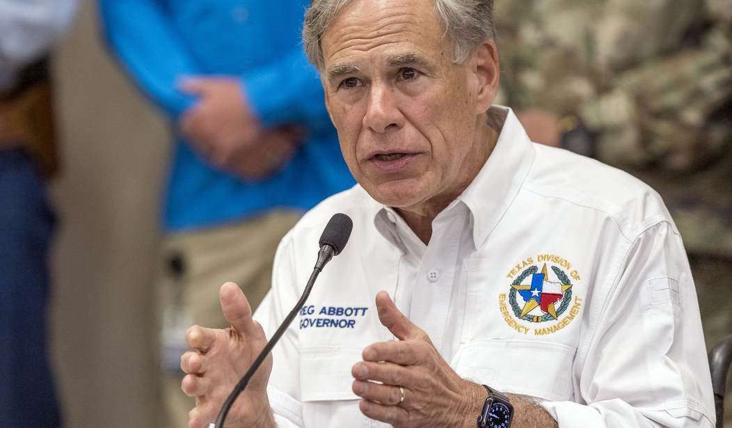 Texas governor addressing audience in news conference
