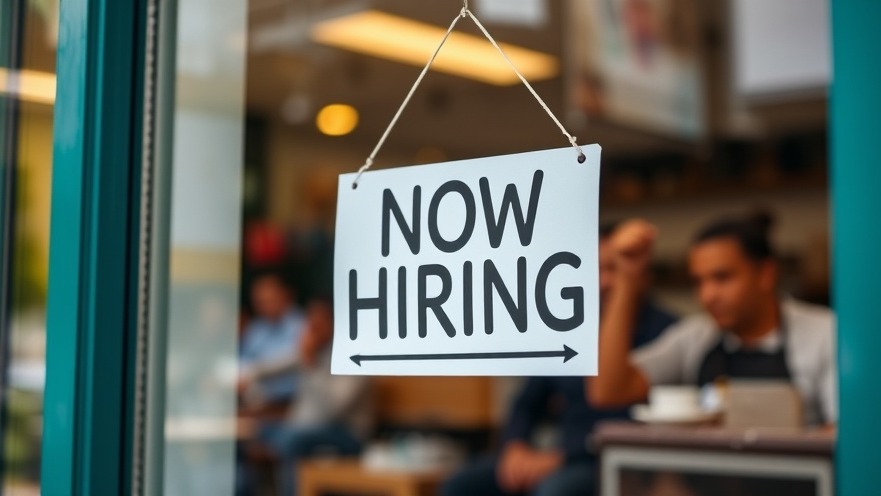 'Now Hiring' sign highlights Dallas job opportunities and business growth.