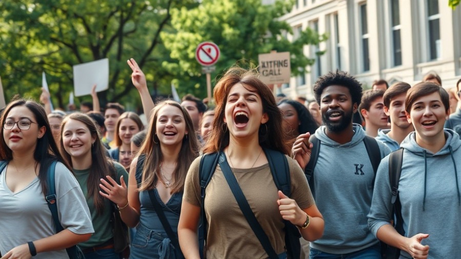 Diverse students march for Texas education policy and academic freedom, showcasing activism.