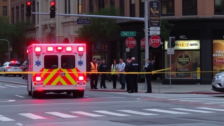 Emergency responders at a downtown Austin intersection highlighting pedestrian accidents in Austin.