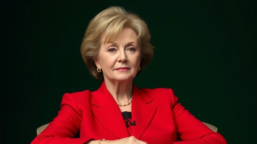 Barbara Walters interviews: A striking portrait of the iconic journalist in red.