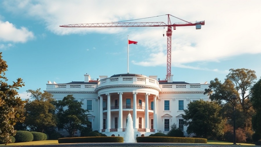 Construction crane at the White House during President Trump's renovation amid historical preservation debate.