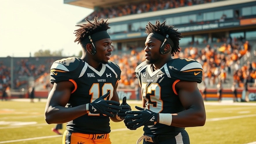 Dynamic NFL Draft scene of HBCU players strategizing on the field.