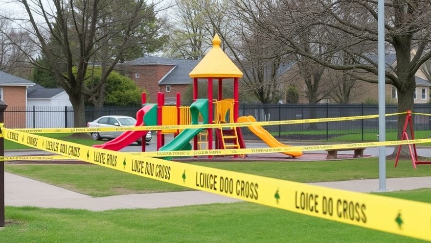 Yellow police tape at playground highlighting community response to Baytown tragedy and gun violence prevention.