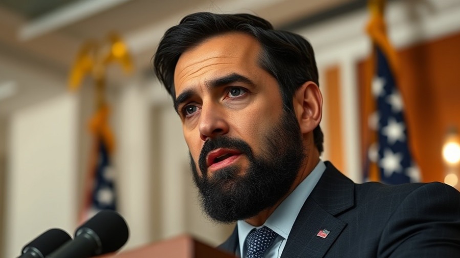 Middle-aged man addresses political surveillance at press conference on DOJ investigation.