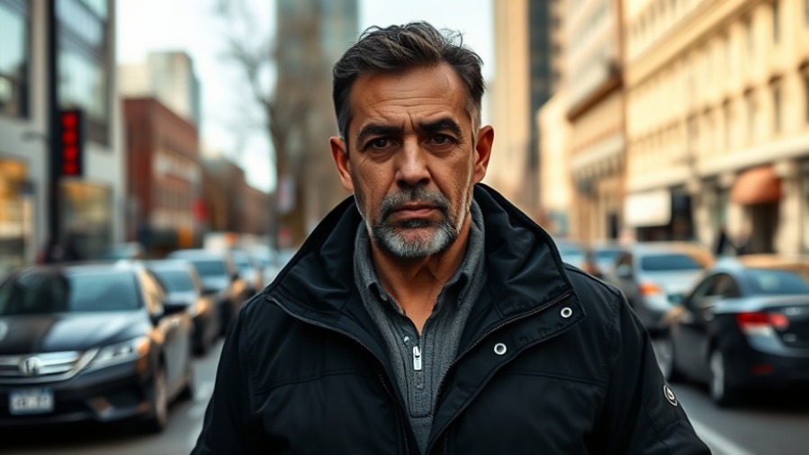 Serious 40-year-old Hispanic man in black jacket on city street, Austin public safety news.