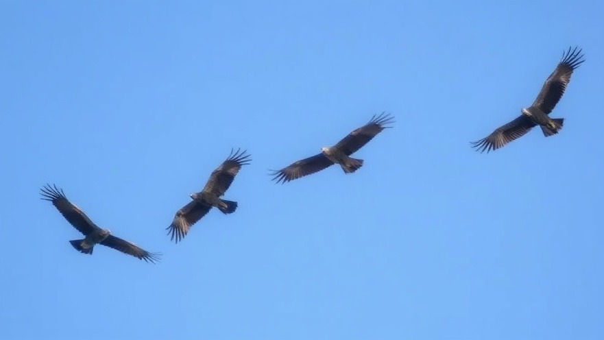 Black vultures circling overhead, symbolizing San Antonio crime news concerns.