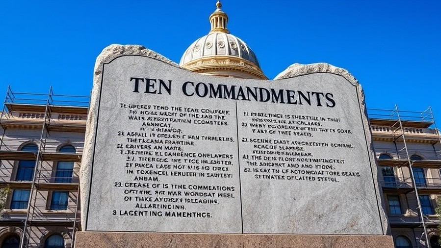Ten Commandments monument at Texas Capitol, highlighting religious expression in schools.