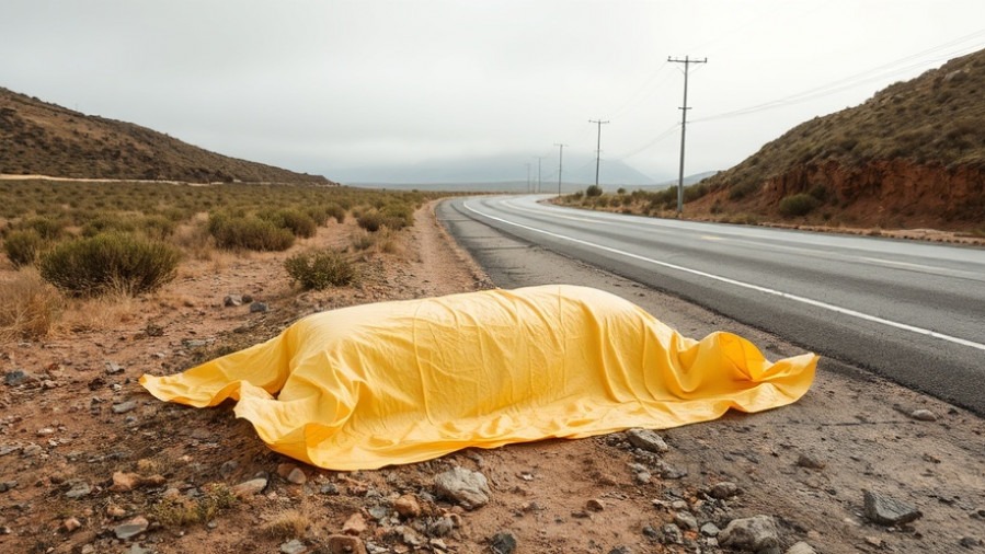 San Antonio pedestrian safety scene: yellow sheet covering body by roadway.
