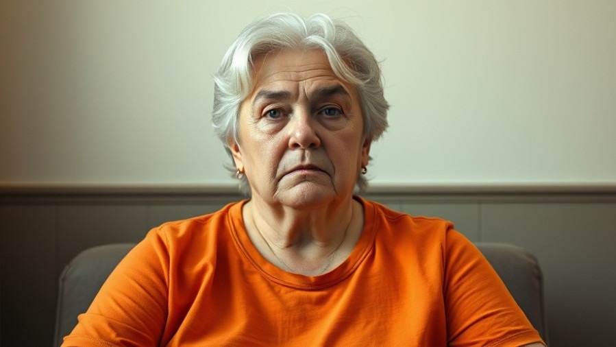 Concerned woman in orange raises domestic violence awareness in San Antonio.