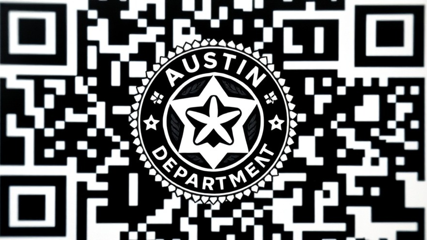 Photorealistic QR code of Austin Police Department news badge, detailed design.