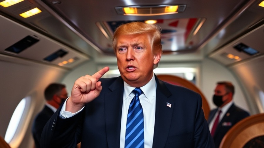 Trump speaks to reporters on Air Force One, capturing national political news.