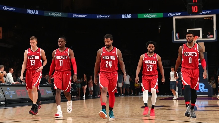 Houston Rockets players walking dejectedly off court in Houston sports news.