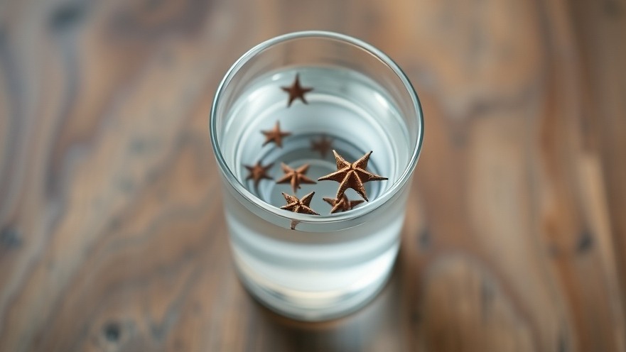 Clove water benefits: A refreshing glass of water infused with star-shaped cloves for sleep health and emotional well-being.