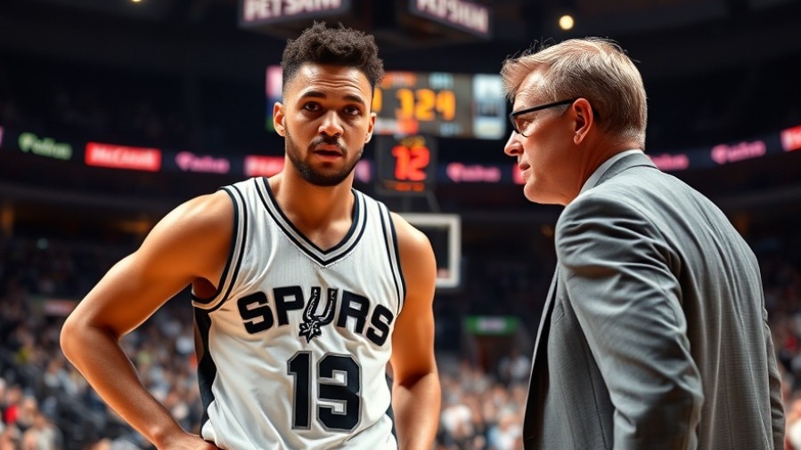 SPURS player and coach strategizing post-game adjustments, showcasing sports psychology.