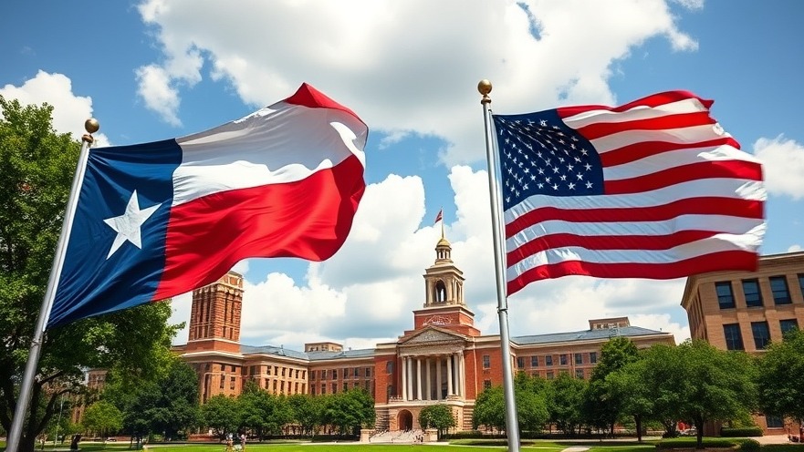 U.S. News highlights education excellence at University of Houston, flags waving in vibrant setting.