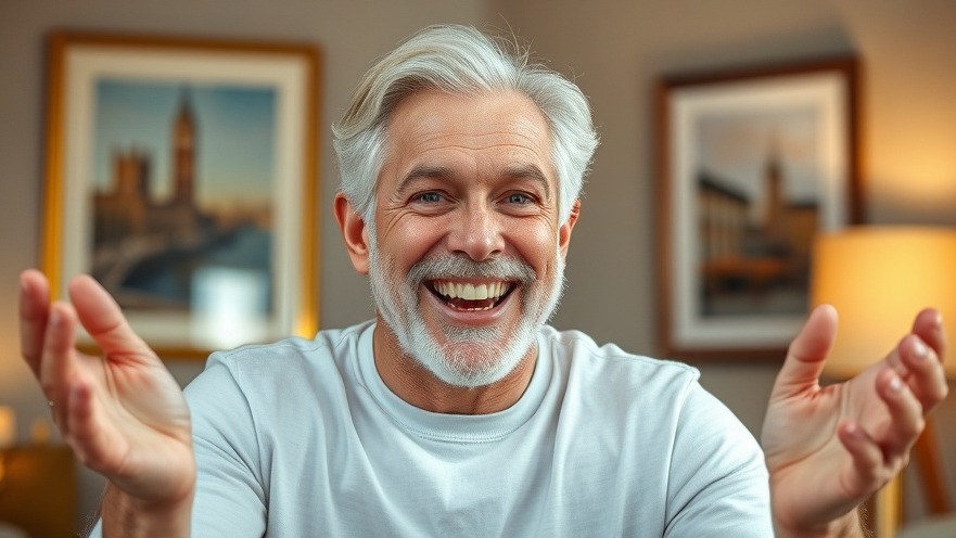 Smiling individual with a comedic expression in a studio, capturing timing and tone in humor.
