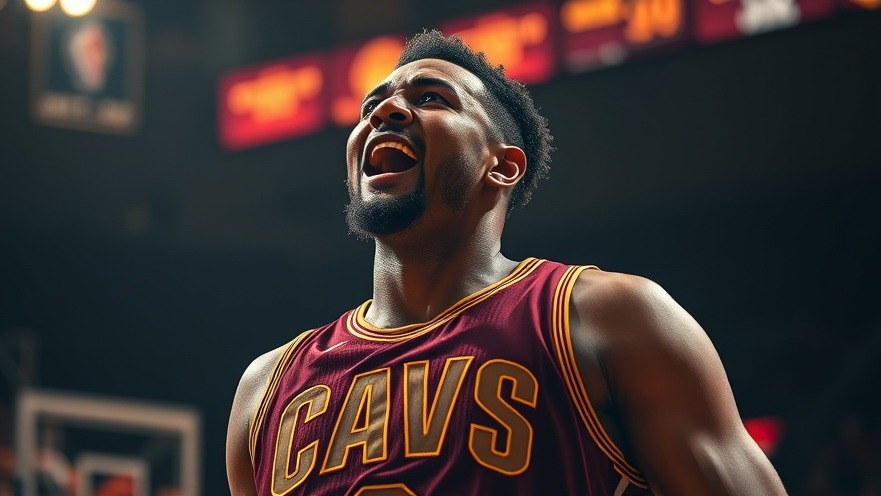 Cleveland Cavaliers highlights: Intense player celebrating victory with emotion under arena lights.