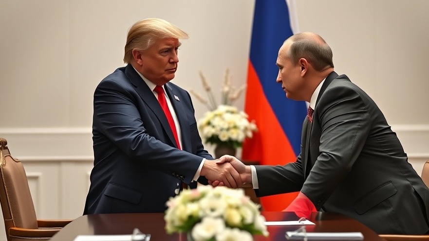 Trump and Putin shaking hands at a summit, serious expressions, reflecting Austin political news.
