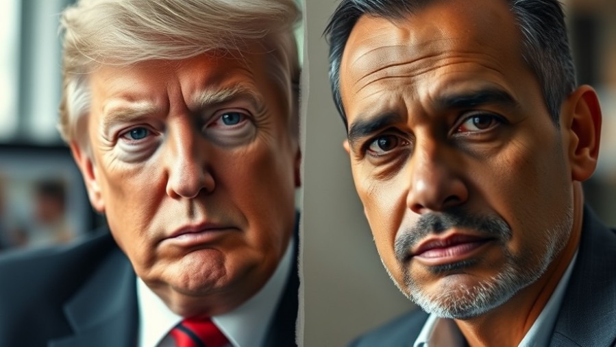 Photorealistic portrait of Trump and Hispanic man, capturing U.S. foreign policy and Venezuela diplomacy.