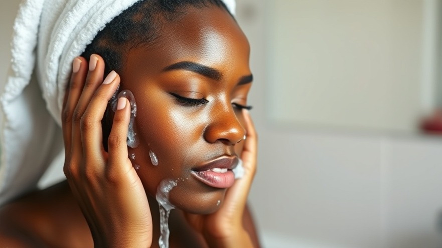 Young black woman practicing everyday wellness tips while washing her face.