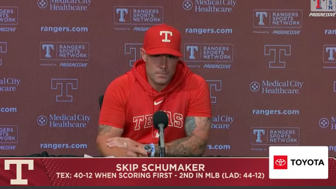Baseball manager discussing bullpen performance in a press conference.