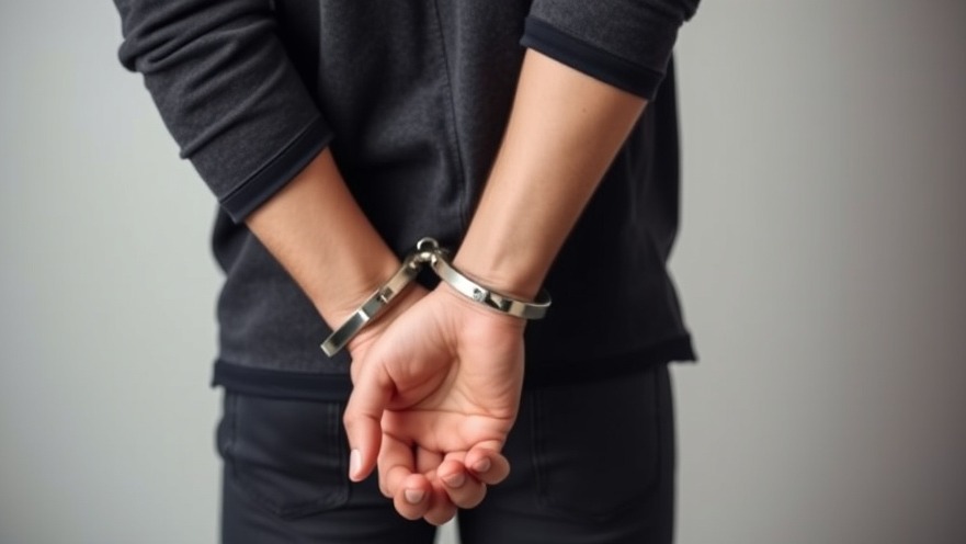 Youth violence highlighted in local news events: young man in handcuffs being arrested.