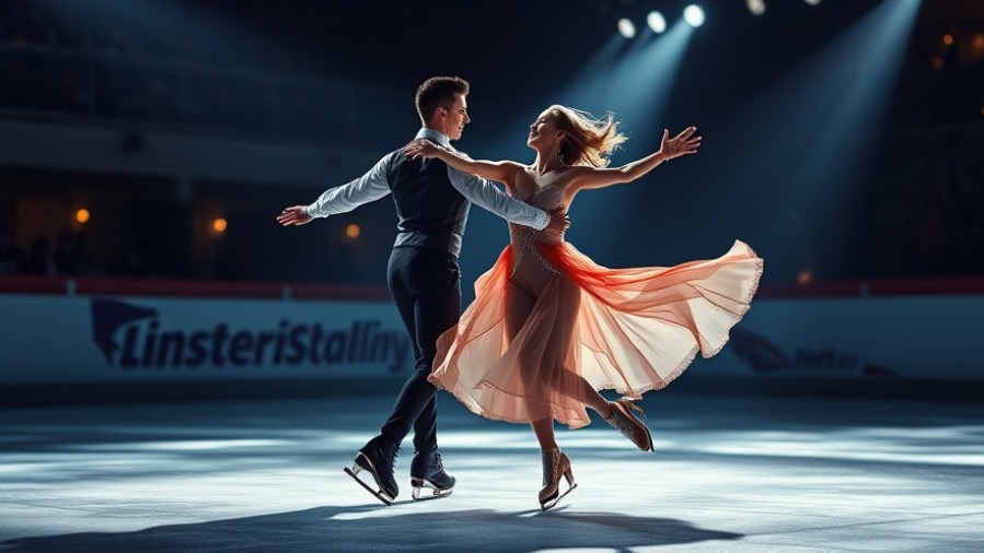 Elegant figure skating duo performing synchronized moves, showcasing figure skating history.