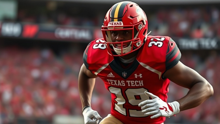 Texas Tech Red Raiders player in action, showcasing intensity during college football turnovers.