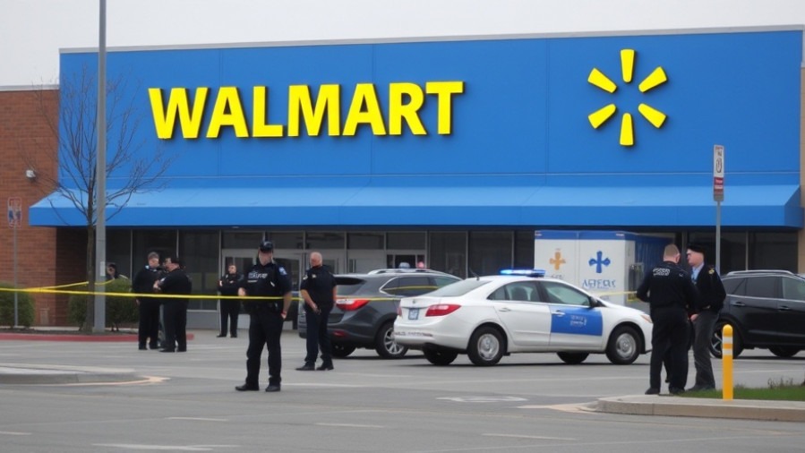 Police investigating a scene outside Walmart, highlighting gun violence in Houston.