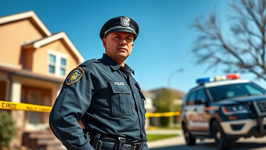 San Antonio crime news: Police officer at a suburban house with yellow tape.
