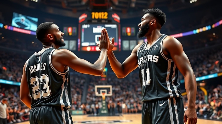 Spurs players showcasing team dynamics and effective communication in a vibrant NBA arena.