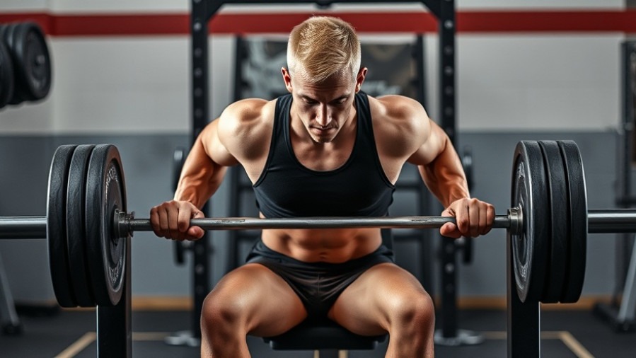 White male athlete bench pressing barbells, showcasing fitness culture.