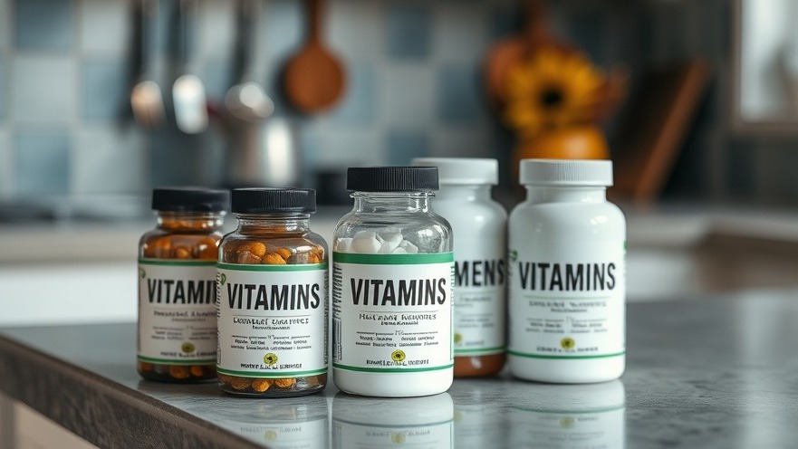 Bottles of vitamins on a kitchen counter for Houston holistic health.