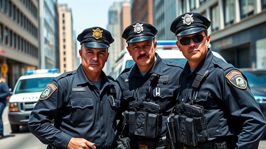 Grim police officers in Austin promote community safety initiatives against traffic accidents.