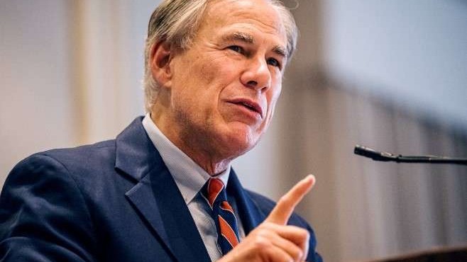 Texas jobs news conference with public figure addressing media.