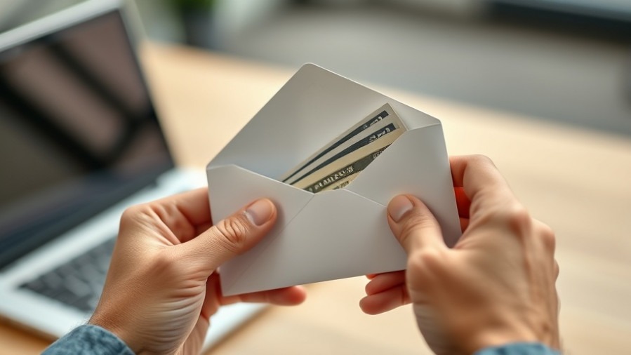 Happy federal employee opening an envelope with back pay during government shutdown impact.
