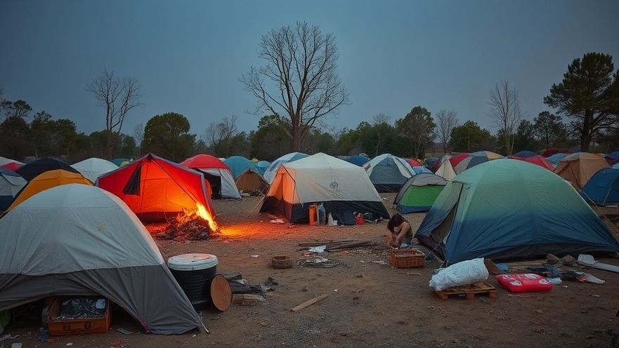 Homeless encampment in Austin highlighting public safety issues and crime reports.