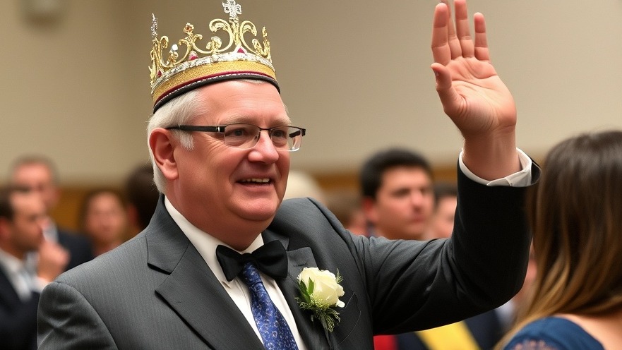 Principal heroism: older male principal crowned prom king after ensuring school safety.