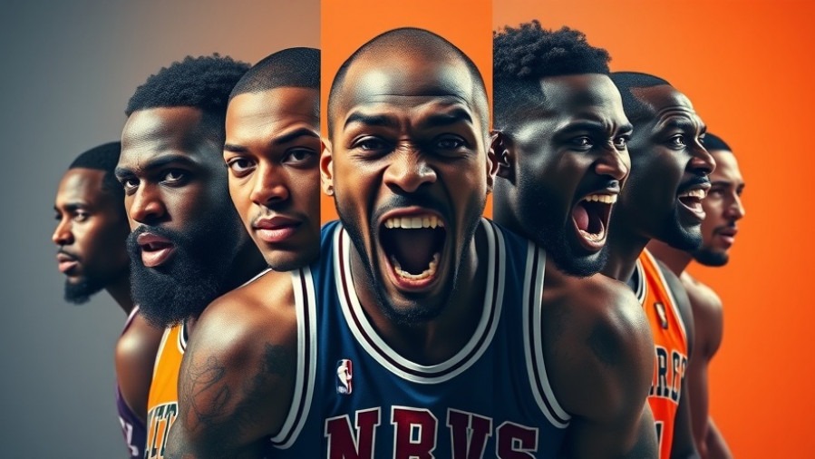 Dynamic NBA highlights collage showcasing player standouts in vibrant uniforms.