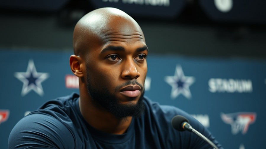 Contemplative athlete at press conference, showcasing resilience in football and team leadership.