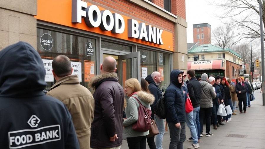 People in line at a food bank amid government shutdown impact on SNAP.