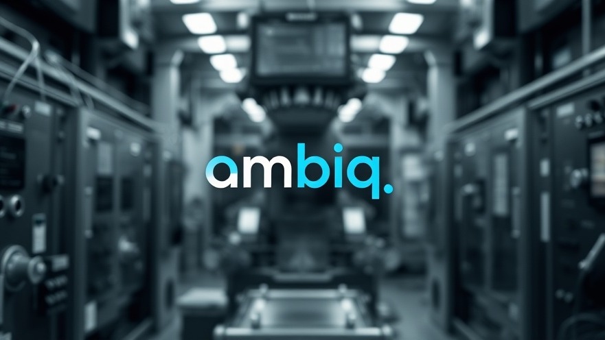 Minimalistic Ambiq logo on a sleek background, symbolizing AI semiconductor market growth.