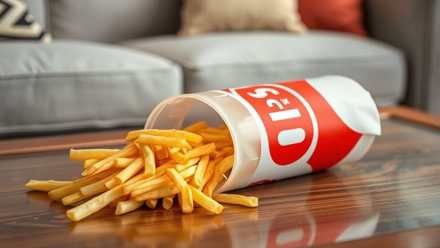 Overturned container of french fries on a coffee table amidst Fort Worth crime news, highlighting community violence.