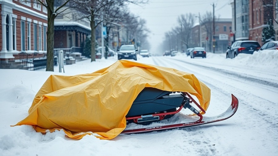 Frisco winter safety: sledding accident in Texas with a crashed sled and tarp-covered figure.