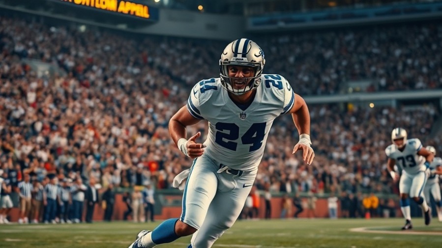 Dallas Cowboys victory as a player evades an opponent in a packed stadium.
