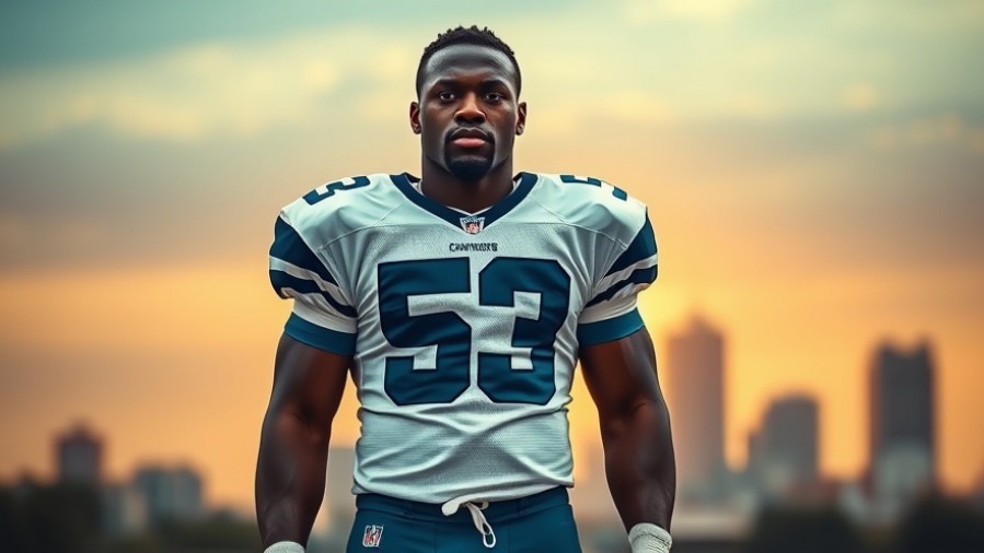 Confident HBCU football player in Dallas Cowboys jersey 53, showcasing athlete journey.