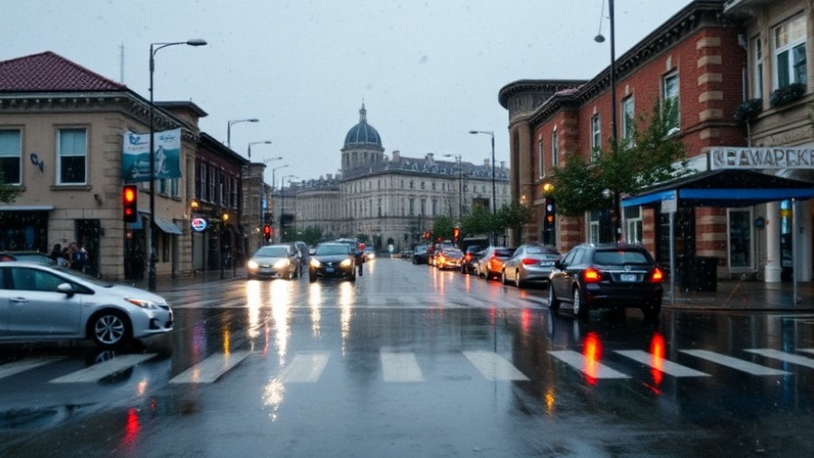 Heavy rain on a stormy day in Central Texas during a flash flood watch.