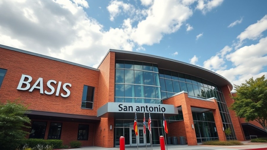 Modern BASIS San Antonio school building showcasing education in San Antonio.