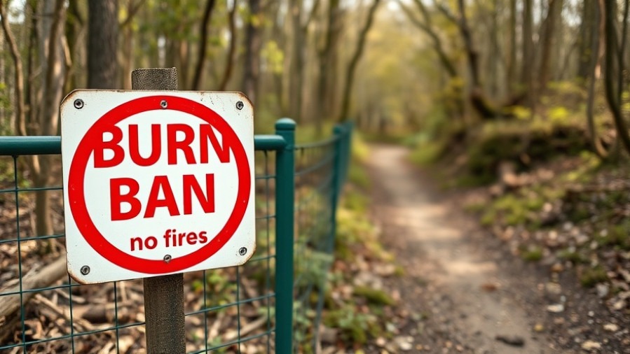 Burn ban sign warning against fires, promoting New Year's Eve safety in Austin.